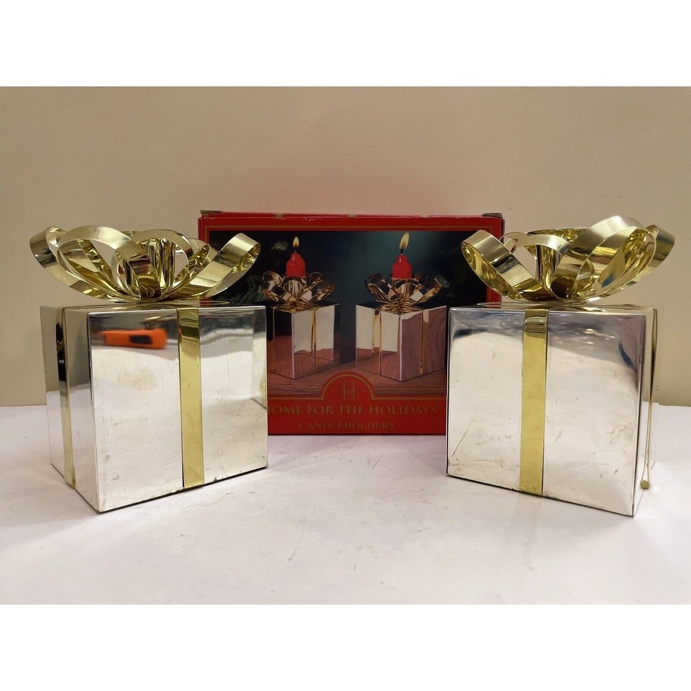 Home for the Holidays Silverplate & Brass Christmas Candle Holders